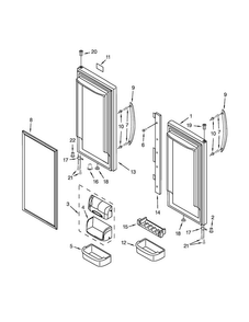 Refrigerator Door Parts Diagram and Parts List for KBFS25EVBL0  KitchenAid Refrigerator