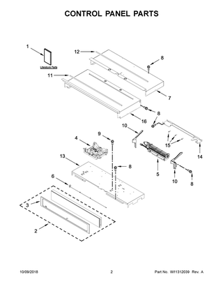 Control Panel Parts Diagram and Parts List for WOD77EC7HS01  Whirlpool Wall Oven