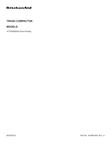 Cover Sheet Diagram and Parts List for KTTS505EPA0  KitchenAid Trash Compactor