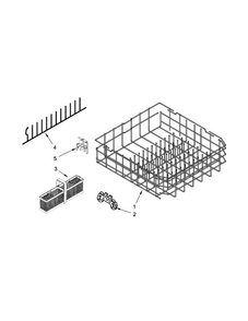 Lower Rack Parts Diagram and Parts List for KDTE554CSS3  KitchenAid Dishwasher