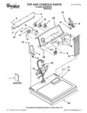 TOP AND CONSOLE PARTS Diagram and Parts List for WGD4900XW1  Whirlpool Dryer