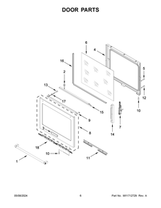 Door Parts Diagram and Parts List for YKSEG700ESS7  KitchenAid Range