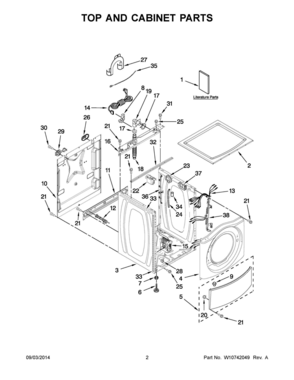 02 - TOP AND CABINET PARTS Diagram and Parts List for YWFW9050XW01  Whirlpool Washer