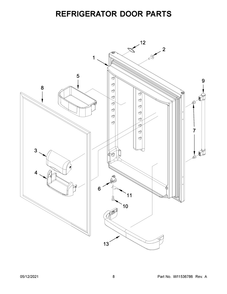 Refrigerator Door Parts Diagram and Parts List for MBF1958FEZ06  Whirlpool Refrigerator
