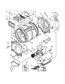 Bulkhead Parts Diagram and Parts List for 11069133412  Kenmore Dryer