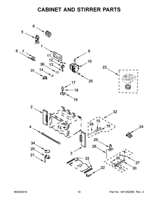 Cabinet And Stirrer Parts Diagram and Parts List for WOC54EC7HB02  Whirlpool Microwave Oven Combo