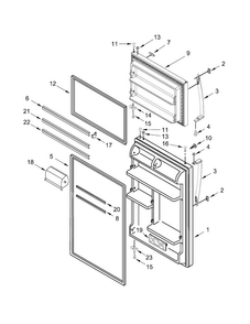 Door Parts Diagram and Parts List for WRT148FZDW00  Whirlpool Refrigerator