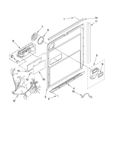 Inner Door Parts Diagram and Parts List for KUDS30IVSS1  KitchenAid Dishwasher