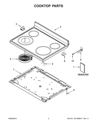 Cooktop Parts Diagram and Parts List for WFE320M0ES2  Whirlpool Range