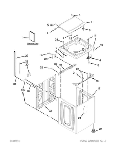 Top And Cabinet Parts Diagram and Parts List for WTW5840BC0  Whirlpool Washer