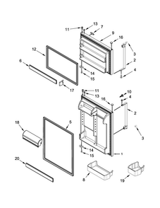 Door Parts Diagram and Parts List for 5WT511SFEG00  Whirlpool Refrigerator