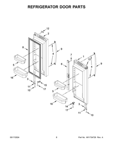 Refrigerator Door Parts Diagram and Parts List for WRF535SWHW10  Whirlpool Refrigerator