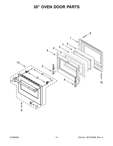 30 Inch Oven Door Parts Diagram and Parts List for JDRP648HL01  Whirlpool Range