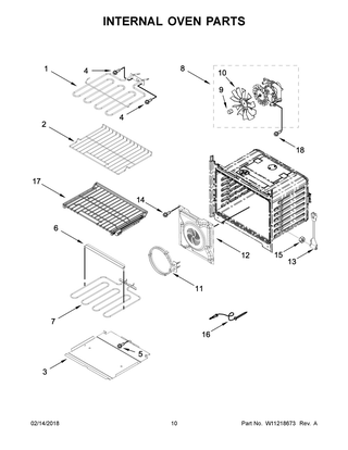 Internal Oven Parts Diagram and Parts List for WOD97ES0ES03  Whirlpool Wall Oven