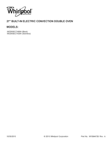 Cover Sheet Diagram and Parts List for WOD93EC7AB04  Whirlpool Wall Oven