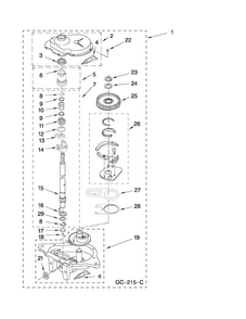 Gearcase Parts Diagram and Parts List for 11088732799  Kenmore Washer Dryer Combo