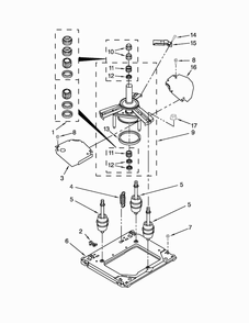 Machine Base Parts Diagram and Parts List for LTG5243DQC  Whirlpool Washer Dryer Combo