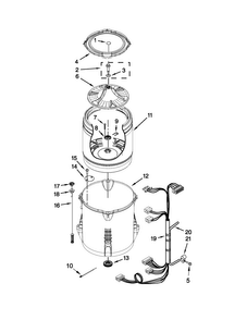 Basket And Tub Parts Diagram and Parts List for 11021492310  Kenmore Washer