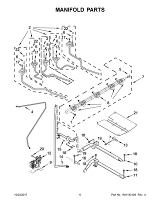 Manifold Parts Diagram and Parts List for WEGA25H0HZ0  Whirlpool Range