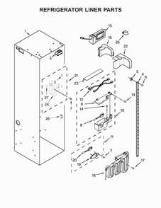 Refrigerator Liner Parts Diagram and Parts List for KBSD608ESS01  KitchenAid Refrigerator