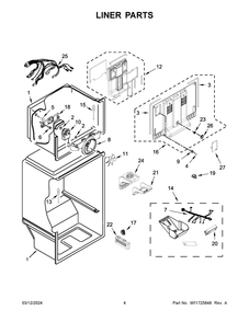 Liner Parts Diagram and Parts List for WRT549SZDM06  Whirlpool Refrigerator