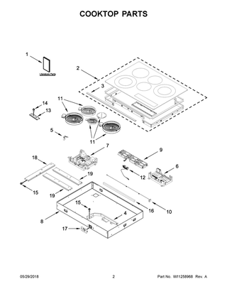 Cooktop Parts Diagram and Parts List for WCE97US0HB00  Whirlpool Cooktop