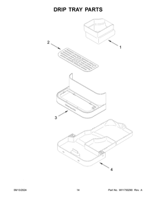 08 - Drip Tray Parts Diagram and Parts List for 5KES8557EJP0  Whirlpool Coffee Maker