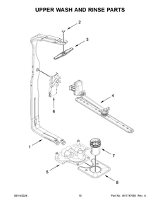 06 - Upper Wash And Rinse Parts Diagram and Parts List for JDPSS244PM1  Whirlpool Dishwasher