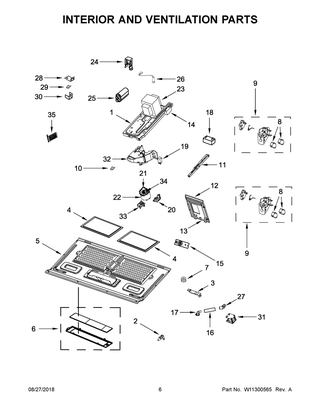 Interior And Ventilation Parts Diagram and Parts List for YWMH78019HZ1  Whirlpool Microwave