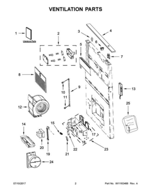 02 - Ventilation Parts Diagram and Parts List for UXD8630DYS3  Whirlpool Range Hood