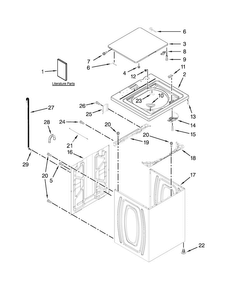 Top And Cabinet Parts Diagram and Parts List for 11023102311  Kenmore Washer