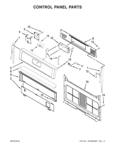 Control Panel Parts Diagram and Parts List for WFG520S0FS0  Whirlpool Range