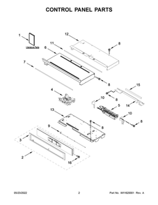 Control Panel Parts Diagram and Parts List for WOS72EC7HS20  Whirlpool Wall Oven