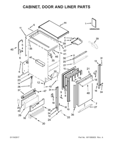 Cabinet, Door And Liner Parts Diagram and Parts List for KUID508ESS2  KitchenAid Ice Maker