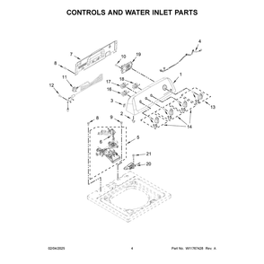 Controls And Water Inlet Parts Diagram and Parts List for 4KWTW5700JW2  Whirlpool Washer