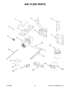 05 - Air Flow Parts Diagram and Parts List for WMML5530RZ00  Whirlpool Microwave