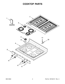 Cooktop Parts Diagram and Parts List for WFG515S0MB0  Whirlpool Range