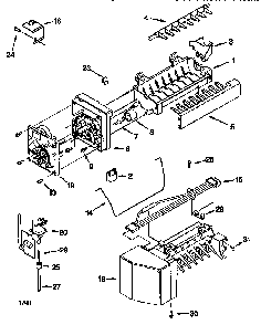 Icemaker Diagram and Parts List for AMKIT97 4344173 Whirlpool Ice Maker