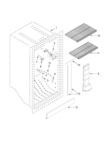 Liner Parts Diagram and Parts List for WZF56R16DW00  Whirlpool Freezer
