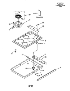 Cooktop Diagram and Parts List for RS610PXHW1  Whirlpool Range