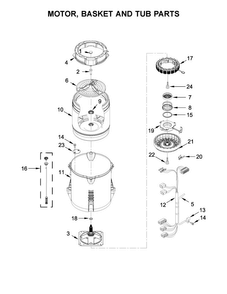 Motor, Basket And Tub Parts Diagram and Parts List for WTW8000DW3  Whirlpool Washer