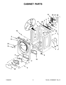 Cabinet Parts Diagram and Parts List for WED9290FW0  Whirlpool Dryer