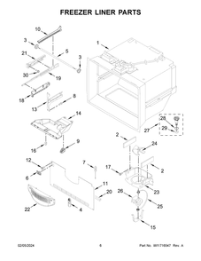 Freezer Liner Parts Diagram and Parts List for KRBL109ESS05  KitchenAid Refrigerator