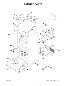 02 - Cabinet Parts Diagram and Parts List for WRFC9636RZ00  Whirlpool Refrigerator
