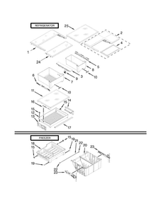 Shelf Parts Diagram and Parts List for KFFS20EYWH01  KitchenAid Refrigerator