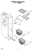 FREEZER LINER PARTS Diagram and Parts List for 5VGS3SHGKQ03  Whirlpool Refrigerator