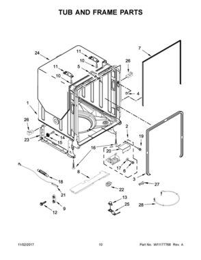 06 - TUB AND FRAME PARTS Diagram and Parts List for BLB14DRANA5  Whirlpool Dishwasher