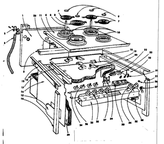 Top Section And Outer Body Parts Diagram and Parts List for 1554546700  Kenmore Range