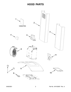 Hood Parts Diagram and Parts List for GXI6536DXS4  Whirlpool Range Hood