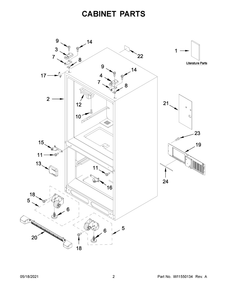 Cabinet Parts Diagram and Parts List for WRF532SNHV04  Whirlpool Refrigerator